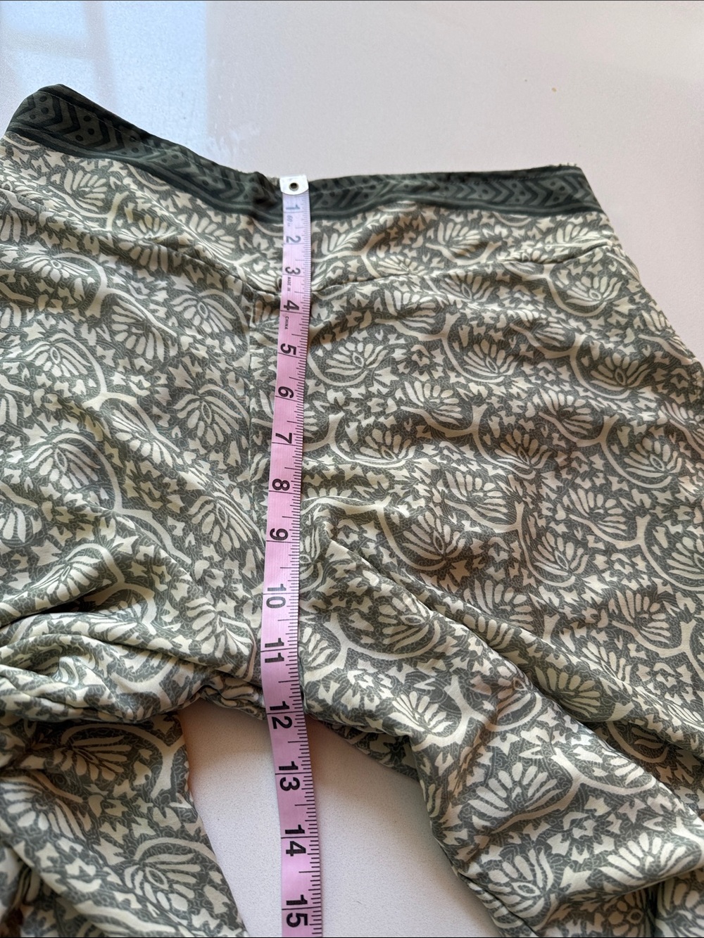 Chai Silk Blend Wide Leg Slit Side Haram Palazzo Culotte Pants, Green, Size M - Picture 7 of 9